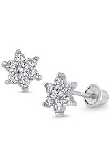 stunning flower cubic zirconia sterling silver baby earrings
